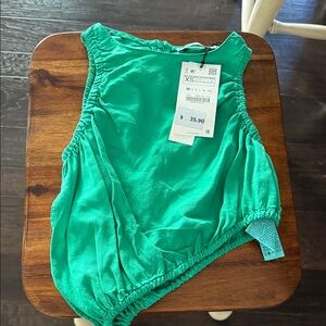 NWT Zara Emerald Green Ruched Top